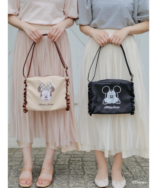 Disney(ディズニー)の「ミッキー&ミニー/フリルショルダーバッグ(ショルダーバッグ・レディース・ブラック/ベージュ・FREE)」の3枚目の写真