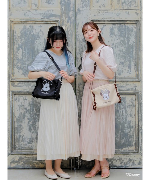 Disney(ディズニー)の「ミッキー&ミニー/フリルショルダーバッグ(ショルダーバッグ・レディース・ブラック/ベージュ・FREE)」の5枚目の写真