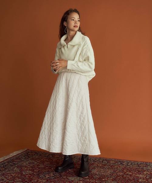 titivate（ティティベイト）の「ｷﾙﾃｨﾝｸﾞﾌﾚｱﾛﾝｸﾞｽｶｰﾄ（スカート・レディース・カーキ/ホワイト系その他/キャメル・L/M/S）」の20枚目の写真