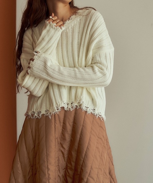 titivate（ティティベイト）の「ｷﾙﾃｨﾝｸﾞﾌﾚｱﾛﾝｸﾞｽｶｰﾄ（スカート・レディース・カーキ/ホワイト系その他/キャメル・L/M/S）」の18枚目の写真