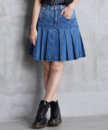 ROSE FAN FAN | 大きいサイズ デニムプリーツミニスカート ローズファンファン(デニムスカート)
