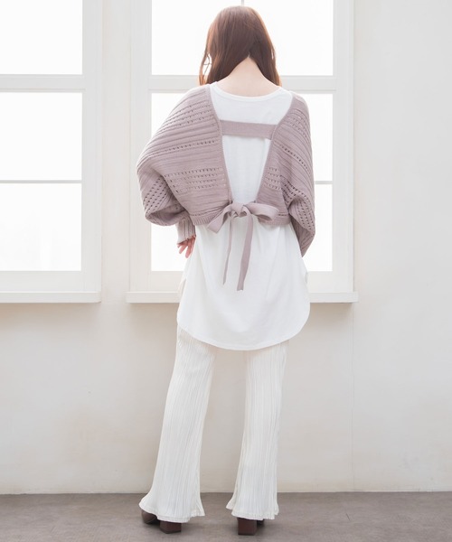 Newlyme（ニューリーミー）の「バックディティールボーダー編みニットトップス（ニット/セーター・レディース・ブラック/ベージュ/ブルー/ブラウン/ラベンダー/チャコールグレー/アイボリー・X-LARGE/MEDIUM/LARGE）」の8枚目の写真