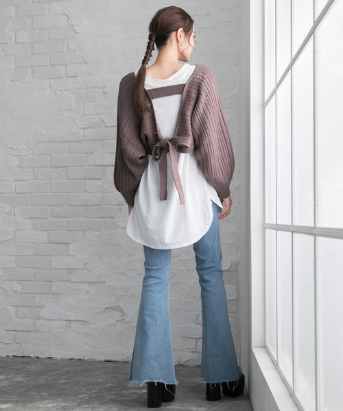 Newlyme（ニューリーミー）の「バックディティールボーダー編みニットトップス（ニット/セーター・レディース・ブラック/ベージュ/ブルー/ブラウン/ラベンダー/チャコールグレー/アイボリー・X-LARGE/MEDIUM/LARGE）」の18枚目の写真