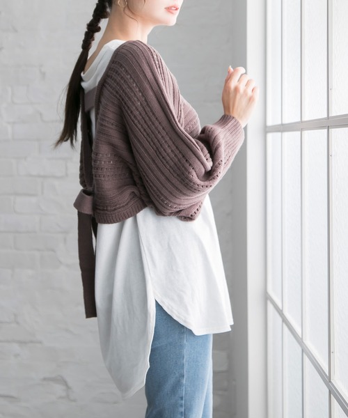 Newlyme（ニューリーミー）の「バックディティールボーダー編みニットトップス（ニット/セーター・レディース・ブラック/ベージュ/ブルー/ブラウン/ラベンダー/チャコールグレー/アイボリー・X-LARGE/MEDIUM/LARGE）」の20枚目の写真