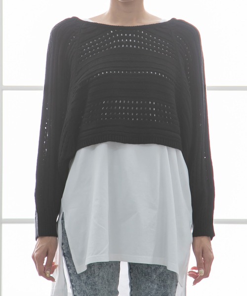 Newlyme（ニューリーミー）の「バックディティールボーダー編みニットトップス（ニット/セーター・レディース・ブラック/ベージュ/ブルー/ブラウン/ラベンダー/チャコールグレー/アイボリー・X-LARGE/MEDIUM/LARGE）」の21枚目の写真