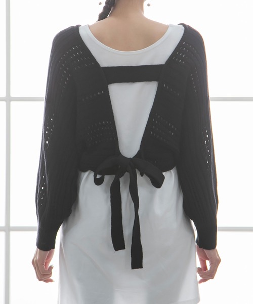 Newlyme（ニューリーミー）の「バックディティールボーダー編みニットトップス（ニット/セーター・レディース・ブラック/ベージュ/ブルー/ブラウン/ラベンダー/チャコールグレー/アイボリー・X-LARGE/MEDIUM/LARGE）」の22枚目の写真