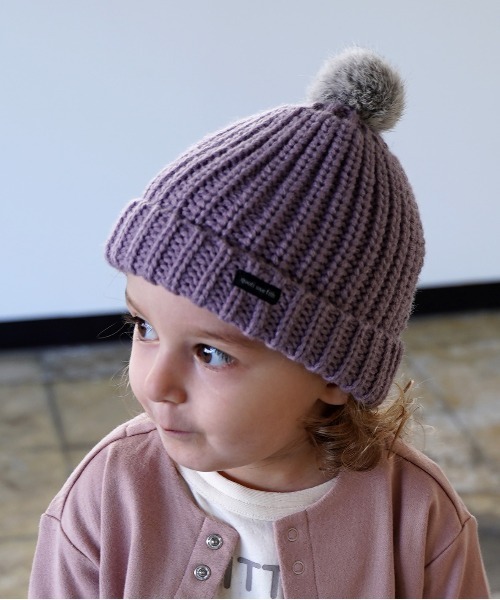 quoti use fith(クゥオティ ユース フィス)の「ニット キャップ(ニットキャップ/ビーニー・キッズ・ホワイト/チャコールグレー/パープル・FREE)」の3枚目の写真