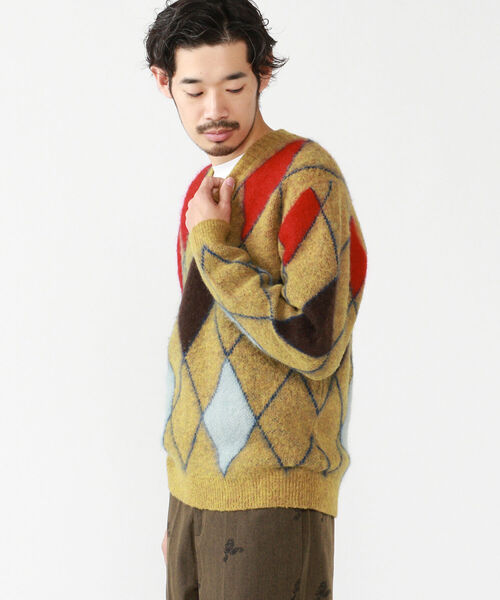BEAMS PLUS（ビームスプラス）の「BEAMS PLUS / ジャカード ダイアモンド  Vネック ニット（ニット/セーター・メンズ・イエロー/グレー・LARGE/MEDIUM/X-LARGE/SMALL）」の10枚目の写真
