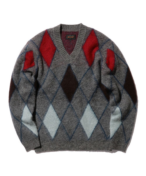 BEAMS PLUS（ビームスプラス）の「BEAMS PLUS / ジャカード ダイアモンド  Vネック ニット（ニット/セーター・メンズ・イエロー/グレー・LARGE/MEDIUM/X-LARGE/SMALL）」の11枚目の写真