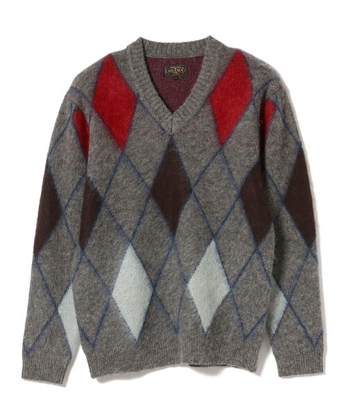 BEAMS PLUS（ビームスプラス）の「BEAMS PLUS / ジャカード ダイアモンド  Vネック ニット（ニット/セーター・メンズ・イエロー/グレー・LARGE/MEDIUM/X-LARGE/SMALL）」の16枚目の写真