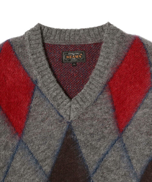 BEAMS PLUS（ビームスプラス）の「BEAMS PLUS / ジャカード ダイアモンド  Vネック ニット（ニット/セーター・メンズ・イエロー/グレー・LARGE/MEDIUM/X-LARGE/SMALL）」の17枚目の写真