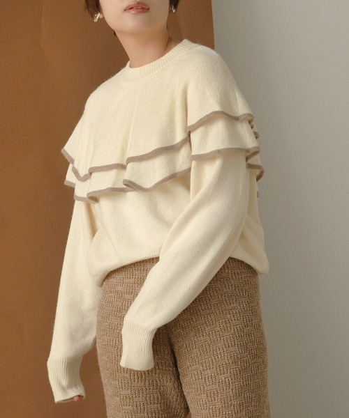 Bab（バブ）の「【WEB限定】ビッグラッフルカラーニット（ニット/セーター・レディース・ベージュ/ブラック/オフホワイト/ブラウン・FREE）」の8枚目の写真