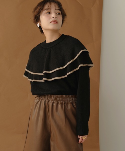 Bab（バブ）の「【WEB限定】ビッグラッフルカラーニット（ニット/セーター・レディース・ベージュ/ブラック/オフホワイト/ブラウン・FREE）」の9枚目の写真