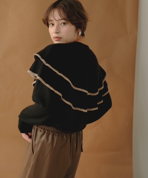 Bab（バブ）の「【WEB限定】ビッグラッフルカラーニット（ニット/セーター・レディース・ベージュ/ブラック/オフホワイト/ブラウン・FREE）」の6枚目の写真