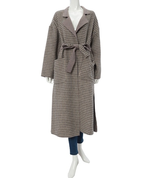 fifth（フィフス）の「チェックオーバーチェスターコート（チェスターコート・レディース・ベージュ/ブラウン・MEDIUM）」の9枚目の写真