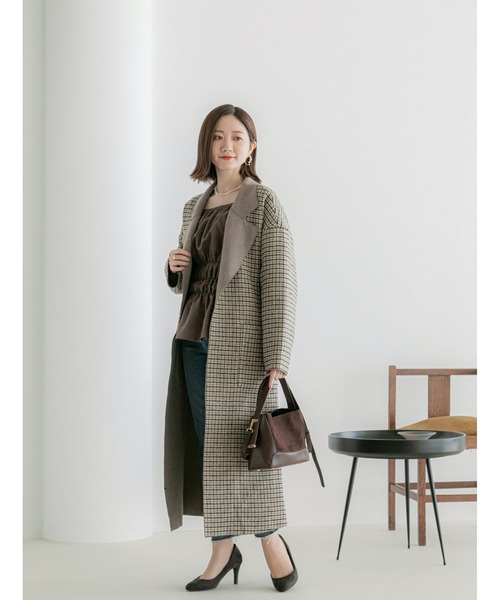 fifth（フィフス）の「チェックオーバーチェスターコート（チェスターコート・レディース・ベージュ/ブラウン・MEDIUM）」の19枚目の写真