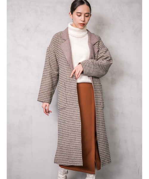 fifth（フィフス）の「チェックオーバーチェスターコート（チェスターコート・レディース・ベージュ/ブラウン・MEDIUM）」の20枚目の写真
