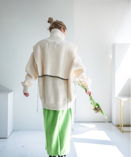 SANSeLF（サンセルフ）の「【SANSeLF】2way stitch knit tops sanw21a057（ニット/セーター・レディース・ブラック/アイボリー・FREE）」の7枚目の写真