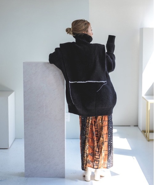 SANSeLF（サンセルフ）の「【SANSeLF】2way stitch knit tops sanw21a057（ニット/セーター・レディース・ブラック/アイボリー・FREE）」の8枚目の写真