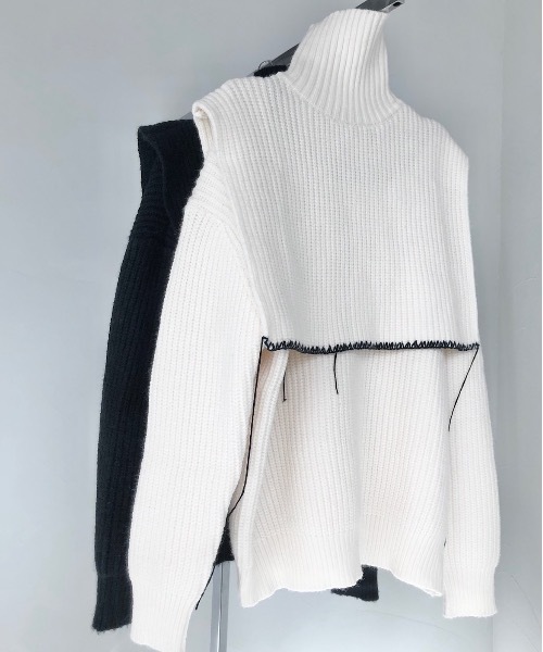 SANSeLF（サンセルフ）の「【SANSeLF】2way stitch knit tops sanw21a057（ニット/セーター・レディース・ブラック/アイボリー・FREE）」の13枚目の写真