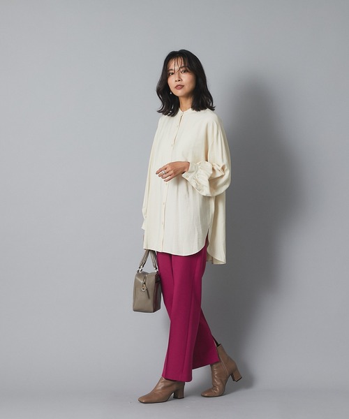 RIVE DROITE（リヴドロワ）の「《2サイズ展開》冬のスタイリングに華やかさをプラス　ウールライクバックスリットパンツ（その他パンツ・レディース・ライトグレー/ピンク・36/38）」の9枚目の写真