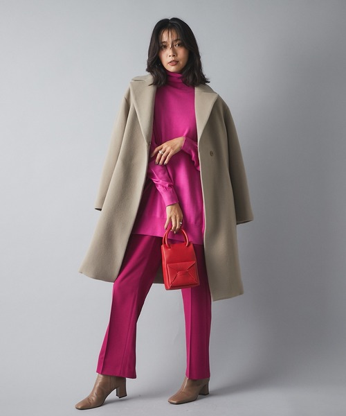 RIVE DROITE（リヴドロワ）の「《2サイズ展開》冬のスタイリングに華やかさをプラス　ウールライクバックスリットパンツ（その他パンツ・レディース・ライトグレー/ピンク・36/38）」の17枚目の写真