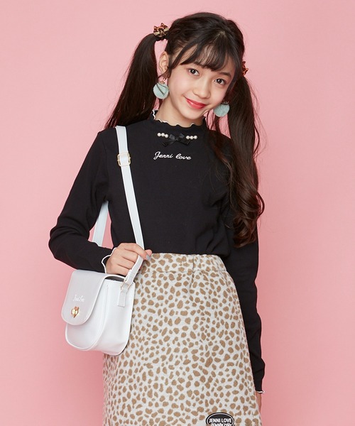 JENNI love（ジェニィラブ）の「リボン付きメローテレコトップス（Tシャツ/カットソー・キッズ・ブラック/グレー/サックスブルー・130cm/140cm/150cm/160cm）」の2枚目の写真