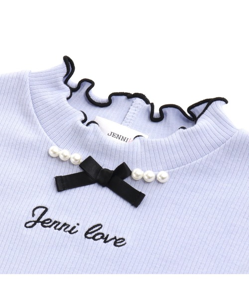 JENNI love（ジェニィラブ）の「リボン付きメローテレコトップス（Tシャツ/カットソー・キッズ・ブラック/グレー/サックスブルー・130cm/140cm/150cm/160cm）」の10枚目の写真