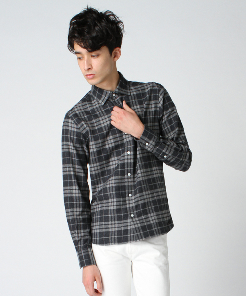 EDIFICE（エディフィス）の「◇メランジプレイド スポーツシャツ（シャツ/ブラウス・メンズ・グリーン/ブルー系その他/グレー/レッド・48/44/46）」の2枚目の写真