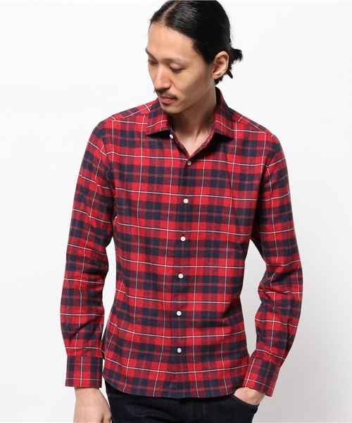 EDIFICE（エディフィス）の「◇メランジプレイド スポーツシャツ（シャツ/ブラウス・メンズ・グリーン/ブルー系その他/グレー/レッド・48/44/46）」の4枚目の写真