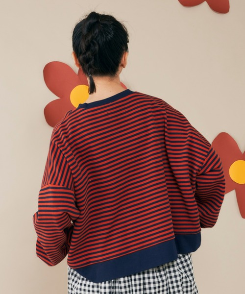 MERLOT（メルロー）の「ボーダーワイドプルオーバー（Tシャツ/カットソー・レディース・ネイビー/レッド/グリーン・FREE）」の5枚目の写真