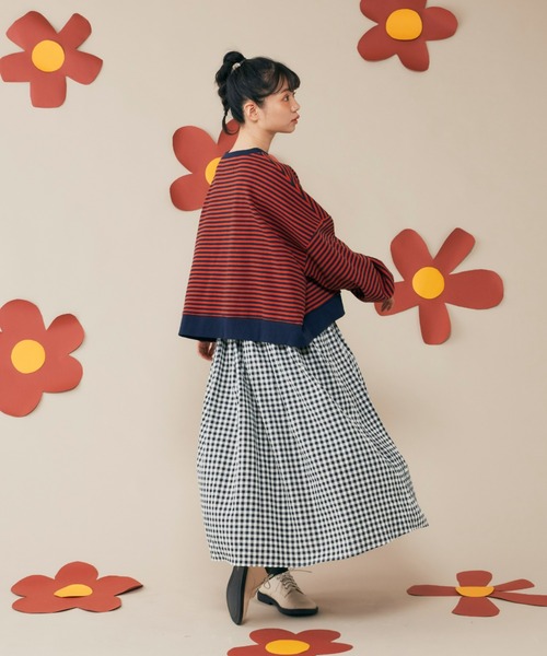 MERLOT（メルロー）の「ボーダーワイドプルオーバー（Tシャツ/カットソー・レディース・ネイビー/レッド/グリーン・FREE）」の10枚目の写真