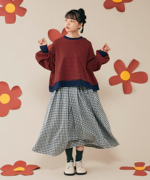 MERLOT（メルロー）の「ボーダーワイドプルオーバー（Tシャツ/カットソー・レディース・ネイビー/レッド/グリーン・FREE）」の21枚目の写真