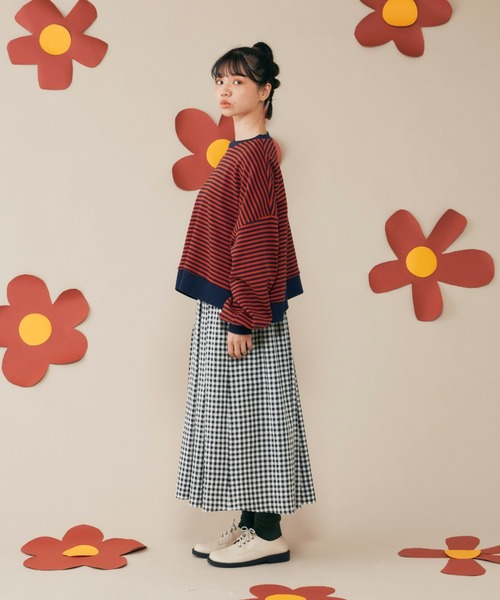 MERLOT（メルロー）の「ボーダーワイドプルオーバー（Tシャツ/カットソー・レディース・ネイビー/レッド/グリーン・FREE）」の18枚目の写真