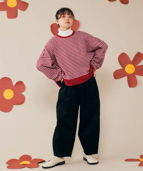 MERLOT（メルロー）の「ボーダーワイドプルオーバー（Tシャツ/カットソー・レディース・ネイビー/レッド/グリーン・FREE）」の15枚目の写真