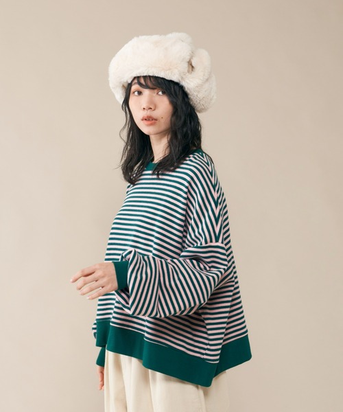 MERLOT（メルロー）の「ボーダーワイドプルオーバー（Tシャツ/カットソー・レディース・ネイビー/レッド/グリーン・FREE）」の16枚目の写真