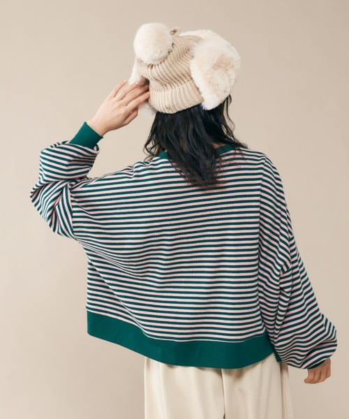 MERLOT（メルロー）の「ボーダーワイドプルオーバー（Tシャツ/カットソー・レディース・ネイビー/レッド/グリーン・FREE）」の20枚目の写真