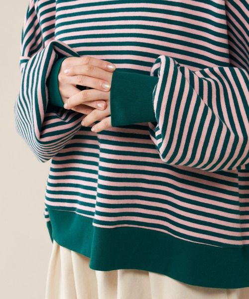 MERLOT（メルロー）の「ボーダーワイドプルオーバー（Tシャツ/カットソー・レディース・ネイビー/レッド/グリーン・FREE）」の12枚目の写真