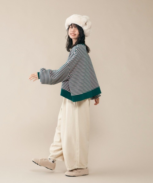 MERLOT（メルロー）の「ボーダーワイドプルオーバー（Tシャツ/カットソー・レディース・ネイビー/レッド/グリーン・FREE）」の8枚目の写真