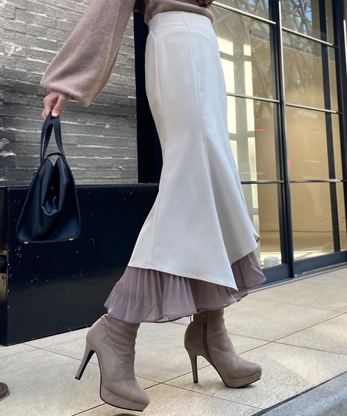 LIPSERVICE(リップサービス)の「プリーツドッキングイレヘムマーメイドスカート(スカート・レディース・ブラック/パープル/アイボリー・S/M)」の2枚目の写真