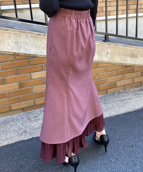 LIPSERVICE(リップサービス)の「プリーツドッキングイレヘムマーメイドスカート(スカート・レディース・ブラック/パープル/アイボリー・S/M)」の4枚目の写真