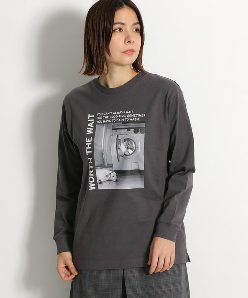 niko and...（ニコアンド）の「アソートプリントロゴロンT（Tシャツ/カットソー・レディース・ホワイト/ネイビー/チャコール/アイボリー/オフホワイト/グリーン・MEDIUM/LARGE）」の4枚目の写真