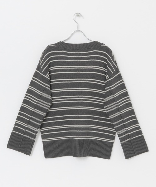 KBF（ケイビーエフ）の「Vネックワイドスリーブニット（ニット/セーター・レディース・グレー系その他/グレー/グリーン/ホワイト系その他・ONE）」の21枚目の写真