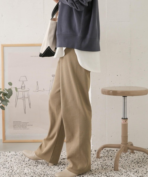 URBAN RESEARCH DOORS（アーバンリサーチドアーズ）の「セルフカットリブイージーパンツ（その他パンツ・レディース・ブラック/ベージュ・ONE）」の6枚目の写真