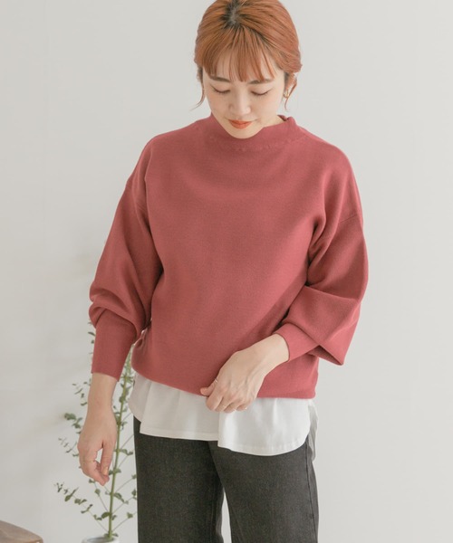 ITEMS URBANRESEARCH(アイテムズ アーバンリサーチ)の「ソデボリュームニット(ニット/セーター・レディース・ピンク/グリーン/グレー系その他・FREE)」の1枚目の写真