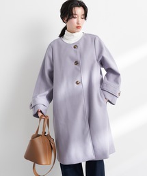 ノーカラーAラインコート＊