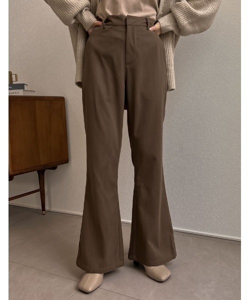 Re:EDIT（リエディ）の「[低身長/高身長サイズ有]微起毛ツイルバックボックスタックパンツ（その他パンツ・レディース・ブラック/ベージュ/ブラウン/ブルー/オレンジ・MEDIUM/LARGE/SHORT/TALL）」の3枚目の写真