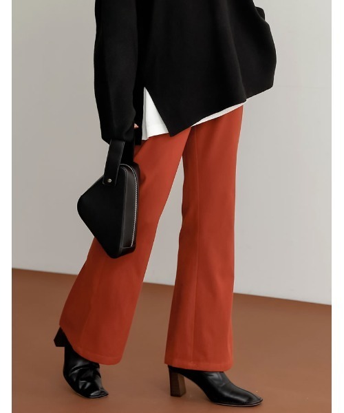 Re:EDIT（リエディ）の「[低身長/高身長サイズ有]微起毛ツイルバックボックスタックパンツ（その他パンツ・レディース・ブラック/ベージュ/ブラウン/ブルー/オレンジ・MEDIUM/LARGE/SHORT/TALL）」の5枚目の写真