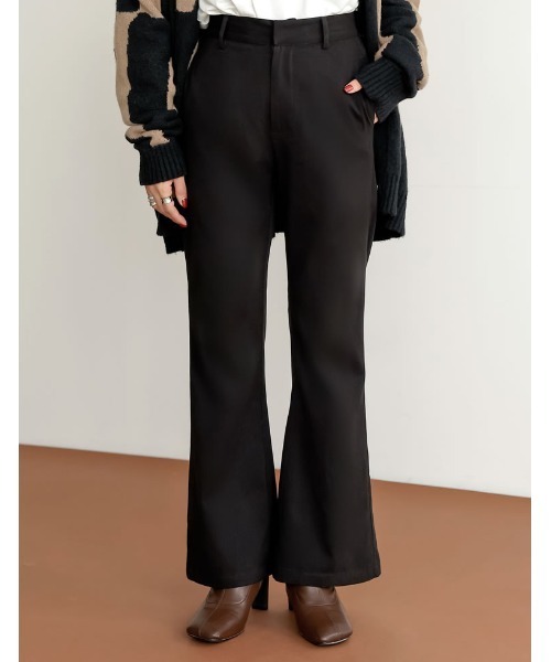 Re:EDIT（リエディ）の「[低身長/高身長サイズ有]微起毛ツイルバックボックスタックパンツ（その他パンツ・レディース・ブラック/ベージュ/ブラウン/ブルー/オレンジ・MEDIUM/LARGE/SHORT/TALL）」の2枚目の写真