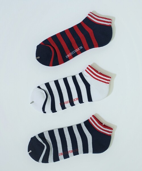 DRESSTERIOR（ドレステリア）の「ボーダーショートソックス（ソックス/靴下・メンズ・ホワイト系3/ワイン系4/ネイビー系2/サックスブルー系2・00）」の5枚目の写真